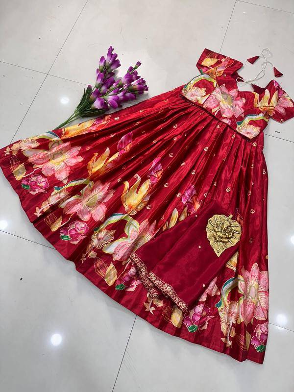 New launching position foil work lehenga choli silk  Luxury kids wear manufacturer
